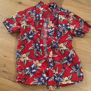 Janie and jack size 7 Tropical Floral Kids Shirt - Red
